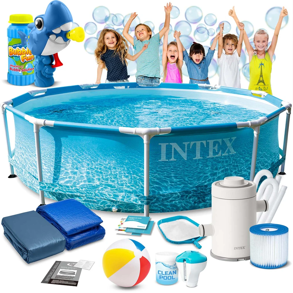 Intex 28208 305x76 cm 16in1 lauko baseinas su rėmu + dovanų burbulų pūtimo mašinėlė