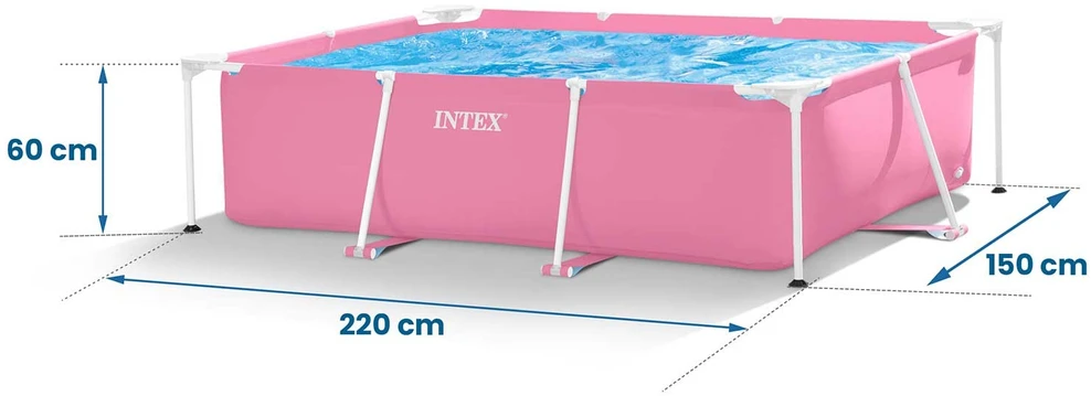Intex Stačiakampis sodo baseinas, karkasinis, šeimos poilsiui, 220 x 150 x 60 cm, lengvai surenkamas baseinas