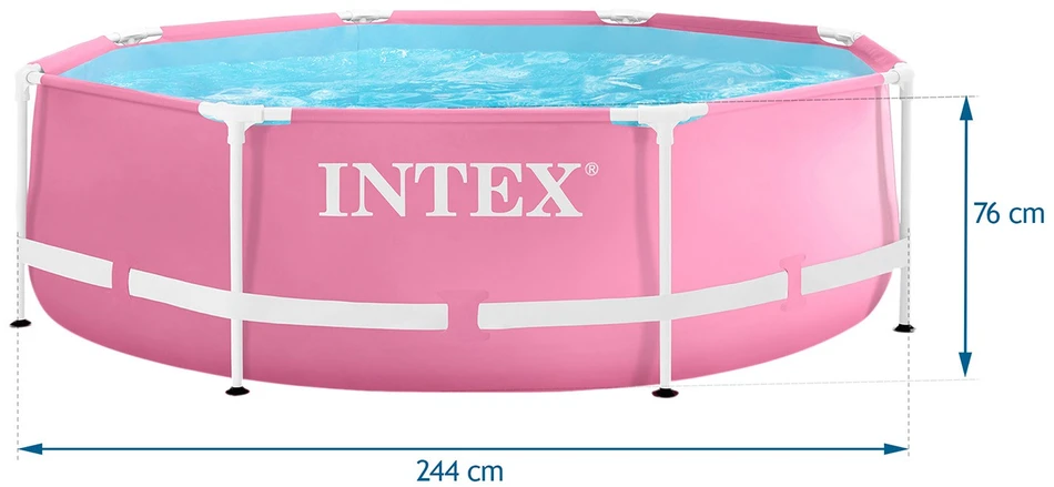 Vaikiškas apvalus baseinas su rėmais 244x76 cm rožinės spalvos INTEX 28290