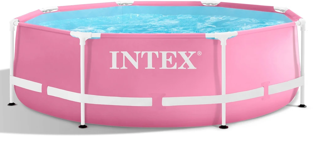 Vaikiškas apvalus baseinas su rėmais 244x76 cm rožinės spalvos INTEX 28290