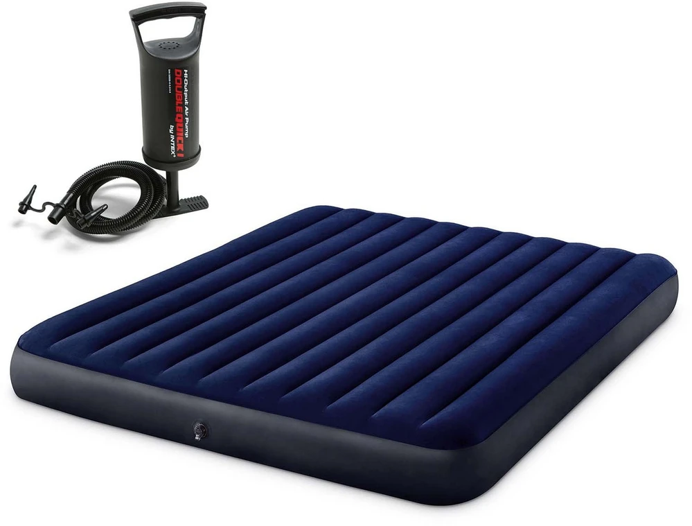 Pripučiamas čiužinys 203x183x25 cm su stūmokliniu pompa INTEX 64755