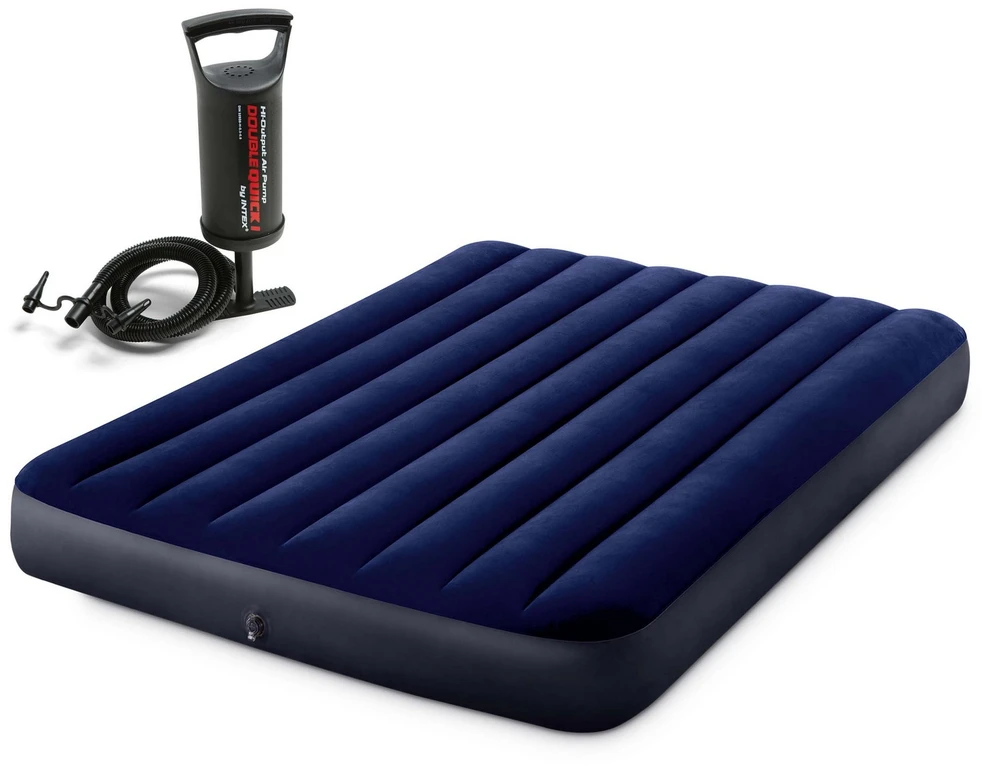 INTEX 64758 pripučiamas čiužinys 191x137x25 cm su stūmokline pompa