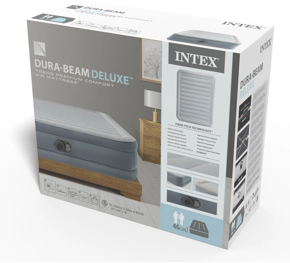 INTEX 64824ND pripučiamas čiužinys 203x152x46 cm su integruota elektrine pompa