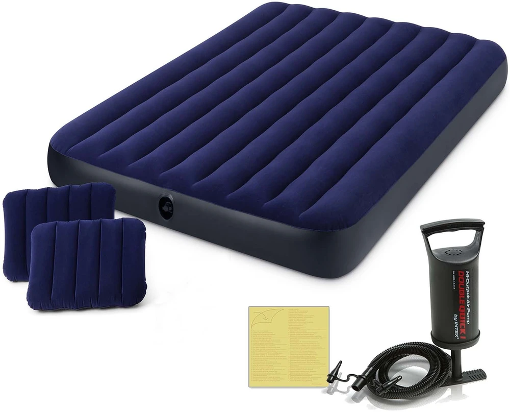 Pripučiamas čiužinys 203x152x22 cm su stūmokliniu pompa INTEX 68765