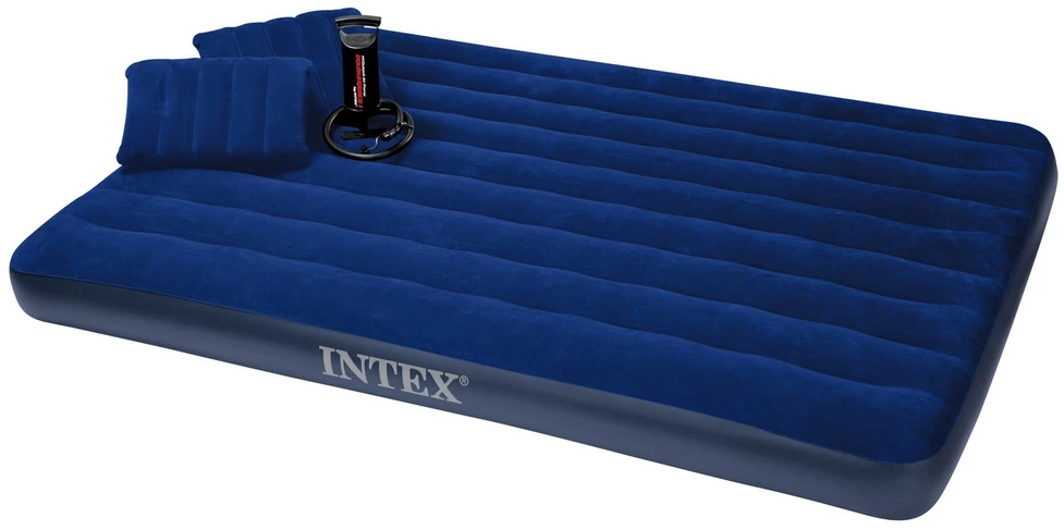 Pripučiamas čiužinys 203x152x22 cm su stūmokliniu pompa INTEX 68765