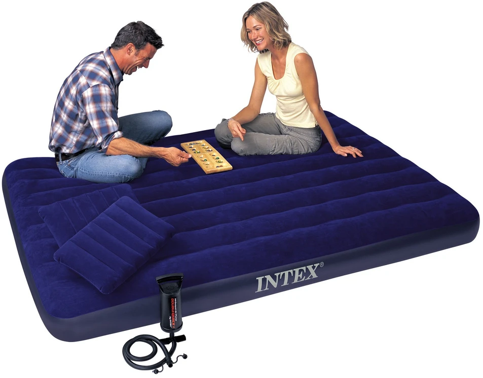 Pripučiamas čiužinys 203x152x22 cm su stūmokliniu pompa INTEX 68765