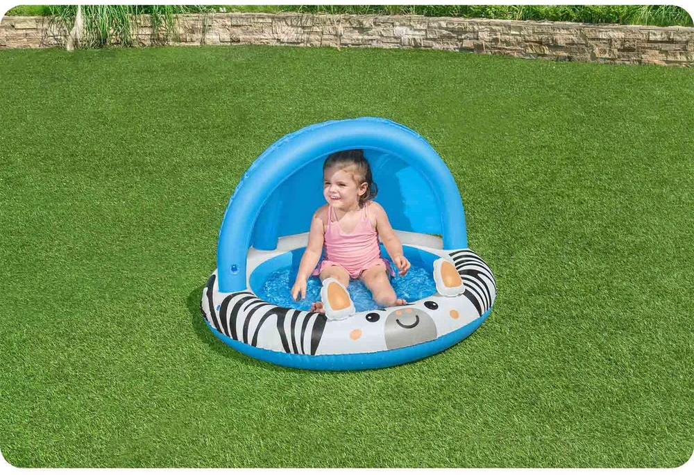 Bestway Bestway 52559 Pripučiamas baseinas su stogu ir pumpuojamu dugnu Zebra 97cm x 66cm