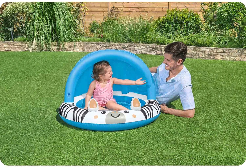 Bestway Bestway 52559 Pripučiamas baseinas su stogu ir pumpuojamu dugnu Zebra 97cm x 66cm