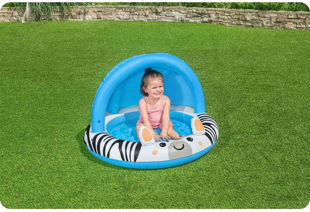 Bestway Bestway 52559 Pripučiamas baseinas su stogu ir pumpuojamu dugnu Zebra 97cm x 66cm