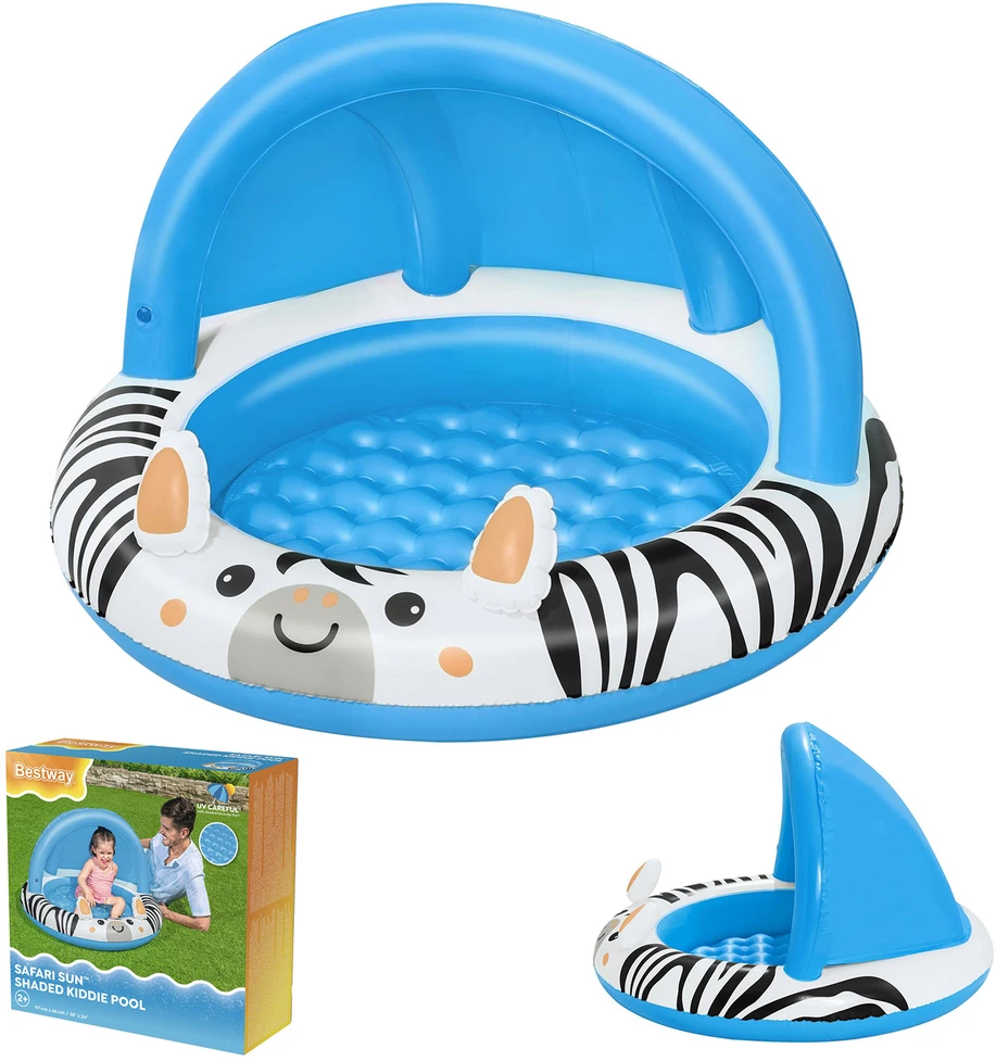 Bestway Bestway 52559 Pripučiamas baseinas su stogu ir pumpuojamu dugnu Zebra 97cm x 66cm