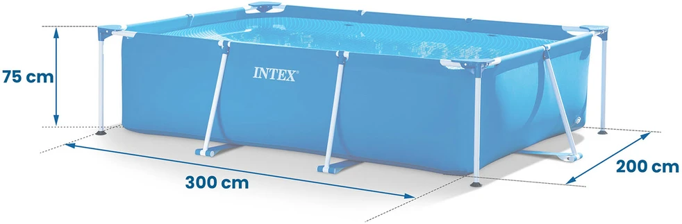 Baseinas Intex stačiakampės formos, 3x2m, Mėlynos spalvos
