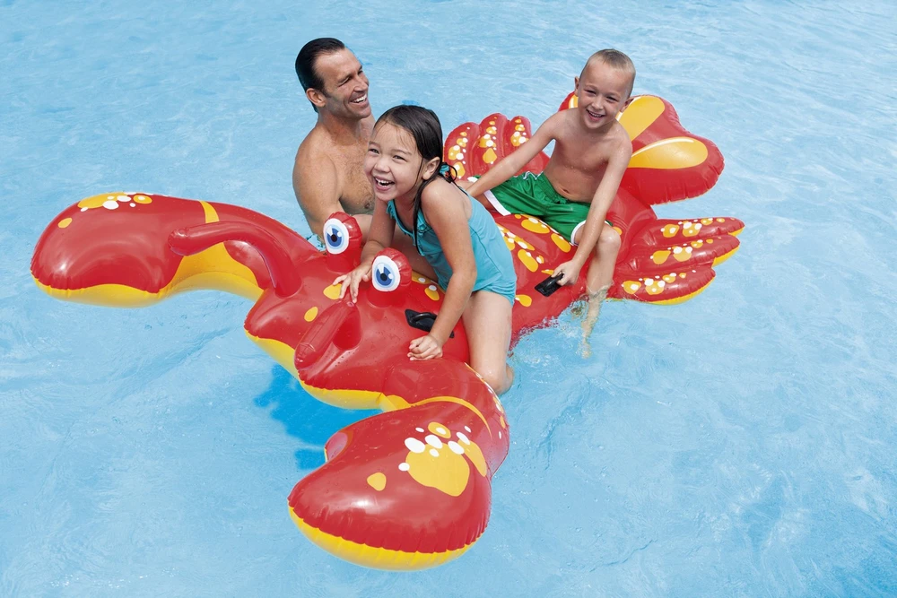 Pripučiamas plaukimo čiužinys su rankenomis omaras 213×137 cm žaislas, INTEX 57528