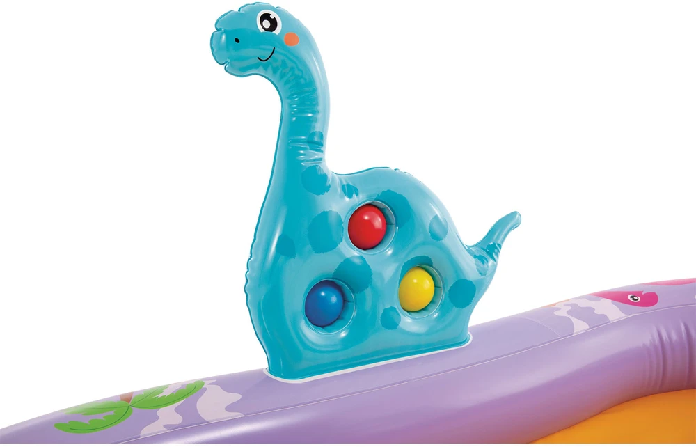 Pripučiamas vaikų baseinas su čiuožykla ir fontanu Dinozauras INTEX 56139 201x157x69 cm