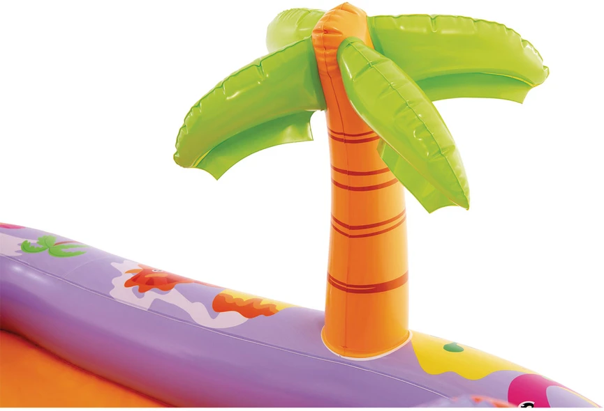 Pripučiamas vaikų baseinas su čiuožykla ir fontanu Dinozauras INTEX 56139 201x157x69 cm