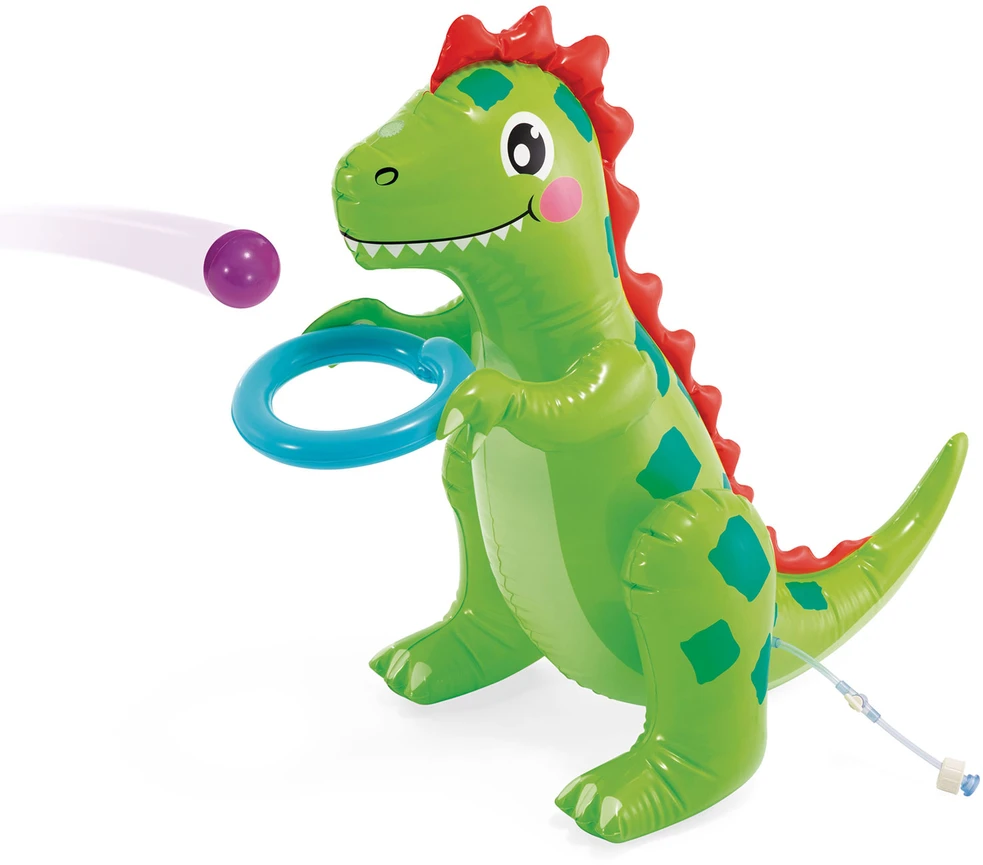 Pripučiamas vaikų baseinas su čiuožykla ir fontanu Dinozauras INTEX 56139 201x157x69 cm