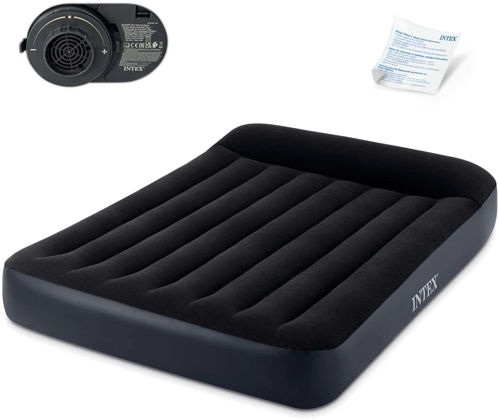 Pripučiamas veliūrinis čiužinys su pompa Intex 64148ND