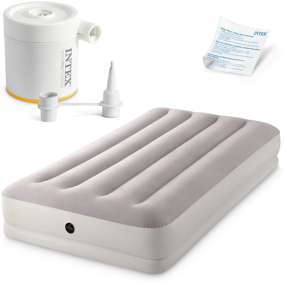 Pripučiamas vienvietis čiužinys su USB pompa INTEX 64177, 191x99x30 cm