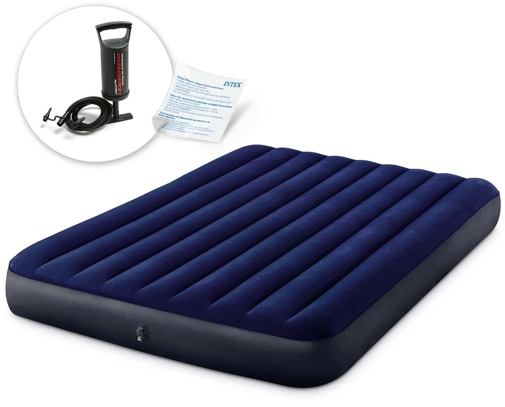 Pripučiamas čiužinys 203x152x25 cm su stūmokliniu pompa INTEX 64759