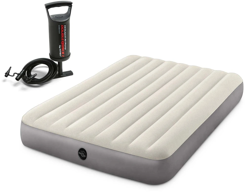 Pripučiamas čiužinys 203x152x25 cm su stūmokliniu pompa INTEX 64103