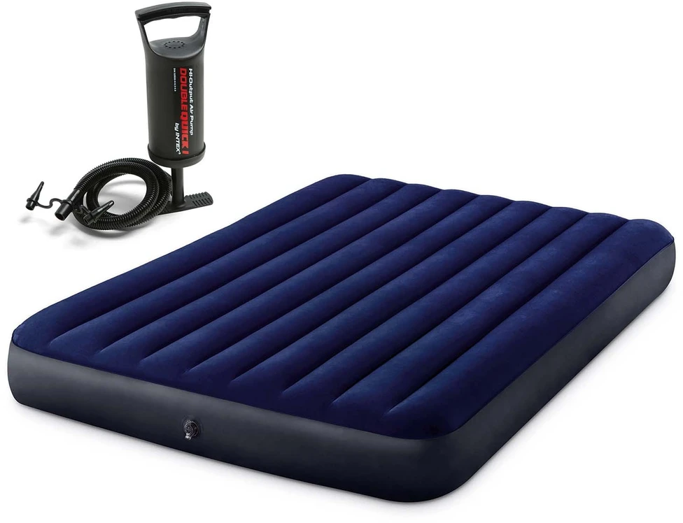 Pripučiamas čiužinys 203x152x25 cm su stūmokliniu pompa INTEX 64759