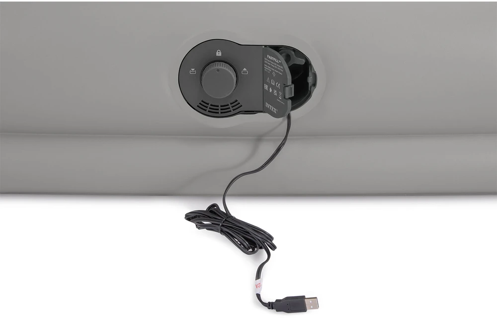 Pripučiamas čiužinys INTEX Queen Dura-Beam, Prestige Downy Airbed su USB pompa, 152x203x30cm