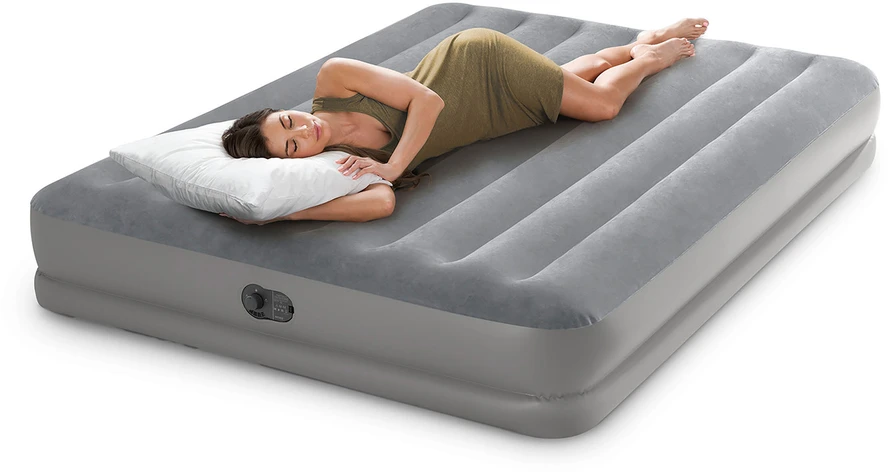 Pripučiamas čiužinys INTEX Queen Dura-Beam, Prestige Downy Airbed su USB pompa, 152x203x30cm