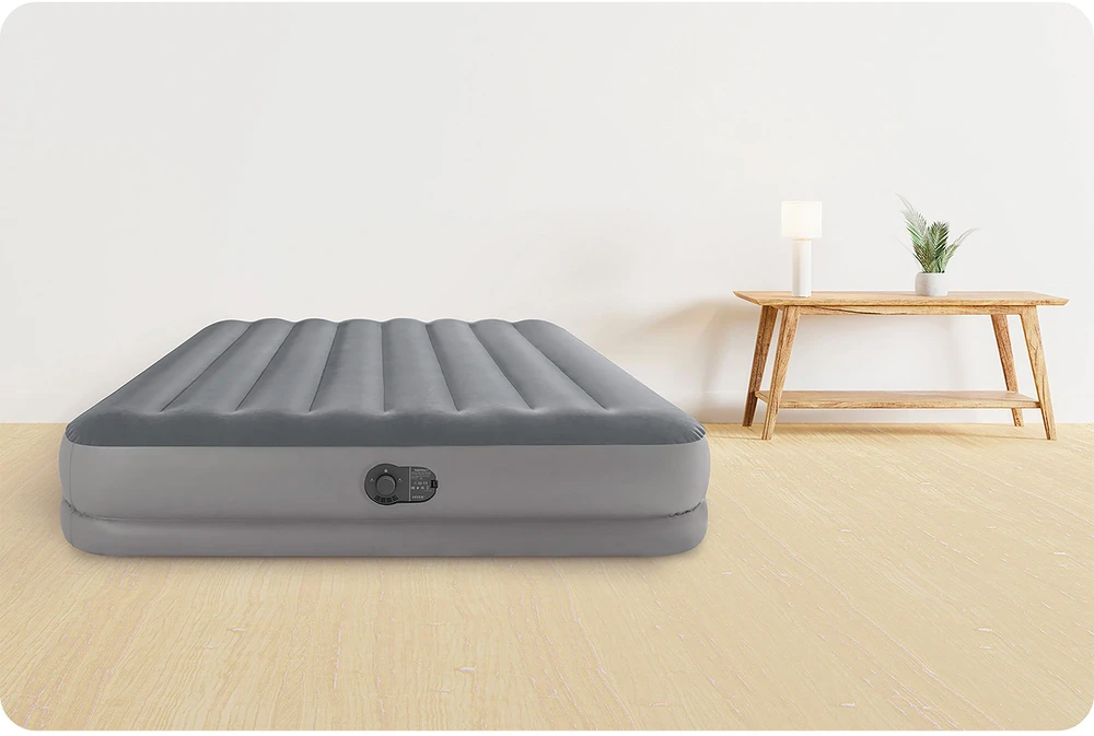 Pripučiamas čiužinys INTEX Queen Dura-Beam, Prestige Downy Airbed su USB pompa, 152x203x30cm