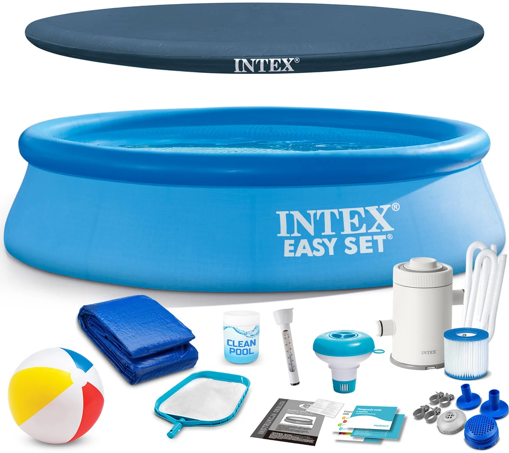 Intex Pripučiamas baseinas, stačiakampis šeimos baseinas, lengvai pastatomas baseinas, 244x61cm baseinas, vasaros sodo baseinas