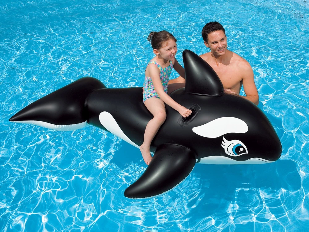 Intex Lil' Whale Ride On Swimming Board Juodas/Baltas