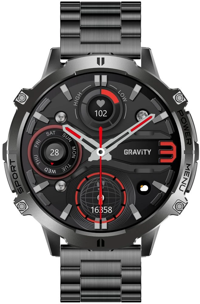 Išmanusis laikrodis MĘSKI GRAVITY GT42-1 - AMOLED, DODATKOWA BRANSOLETA (sg056a)