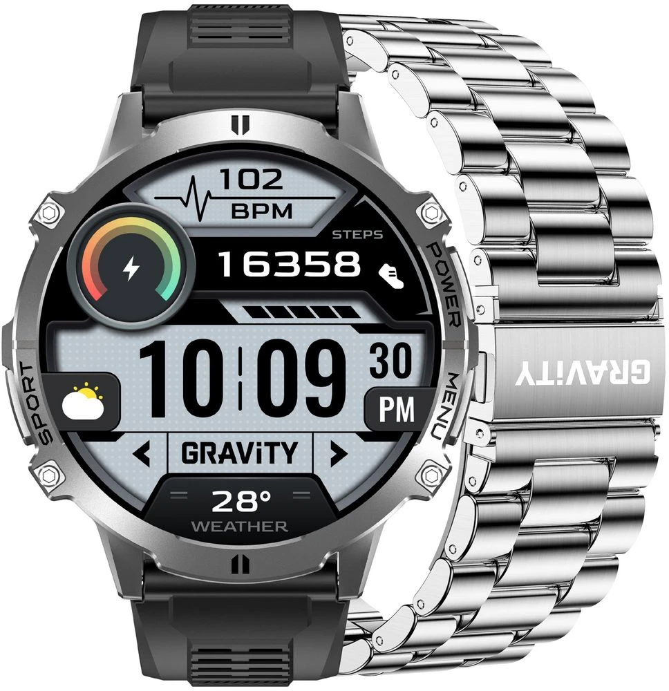 Išmanusis laikrodis MĘSKI GRAVITY GT42-3 - AMOLED, DODATKOWA BRANSOLETA (sg056c)