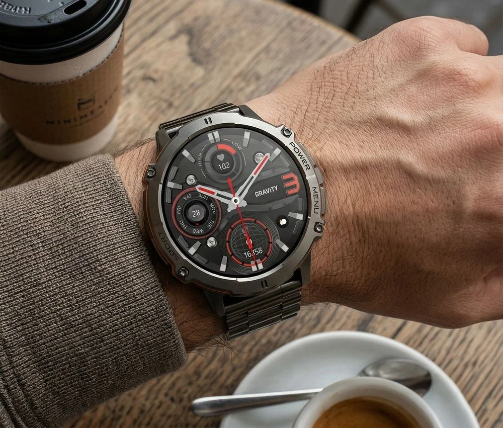 Išmanusis laikrodis MĘSKI GRAVITY GT42-5 - AMOLED, DODATKOWA BRANSOLETA (sg056e)