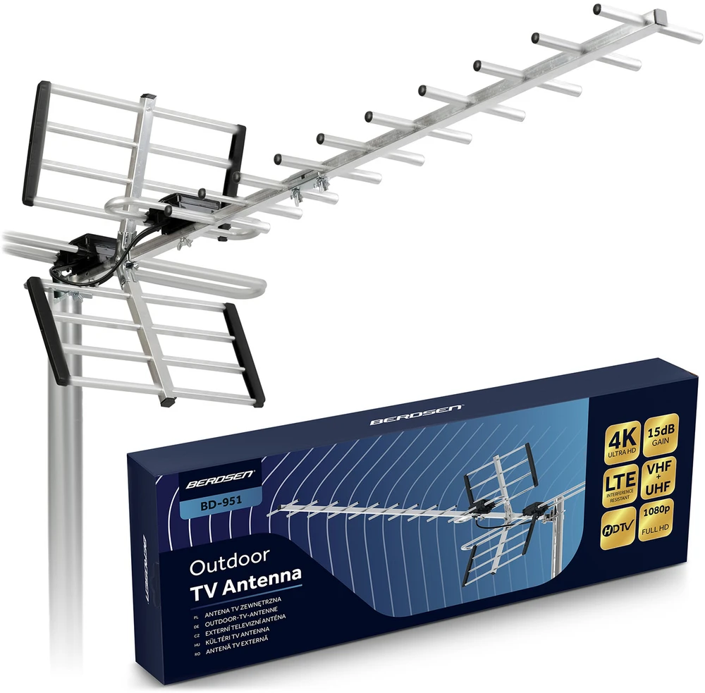Išorinė kryptinė ultra HD 4K TV antena Berdsen BD-951