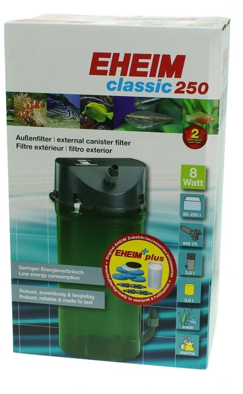 Išorinis akvariumo filtras EHEIM Classic 250 – efektyvi filtracija, patvarus