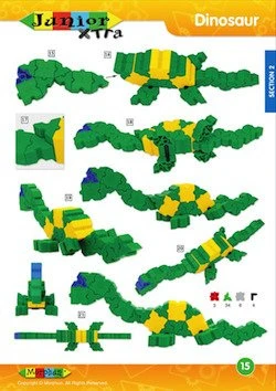 Išsami Morphun Junior Xtra konstruktoriaus instrukcijos knyga, 36 puslapiai, A4, vaikams