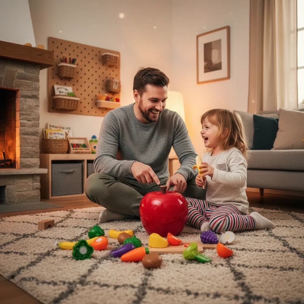 Jinkee 29 dalių vaisių ir daržovių pjaustymo rinkinys vaikams nuo 3 metų, su garsais, raudonas