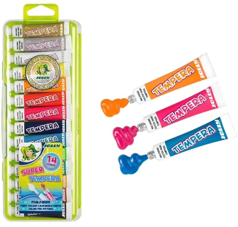 Tempera SUPER, Jolly, 14 spalvų po 7,5ml, plastikinėje dėžutėje