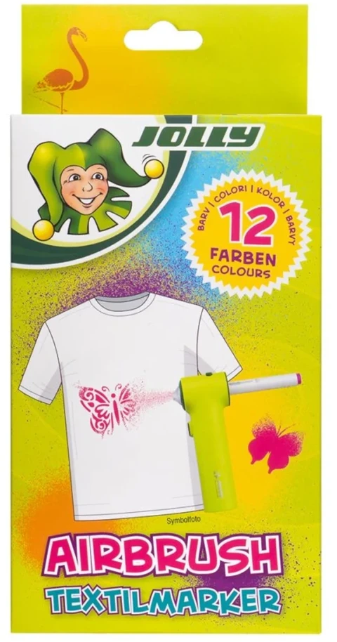 Purškiami tekstiliniai flomasteriai AIRBRUSH TEXTIL, Jolly, 12 sp.