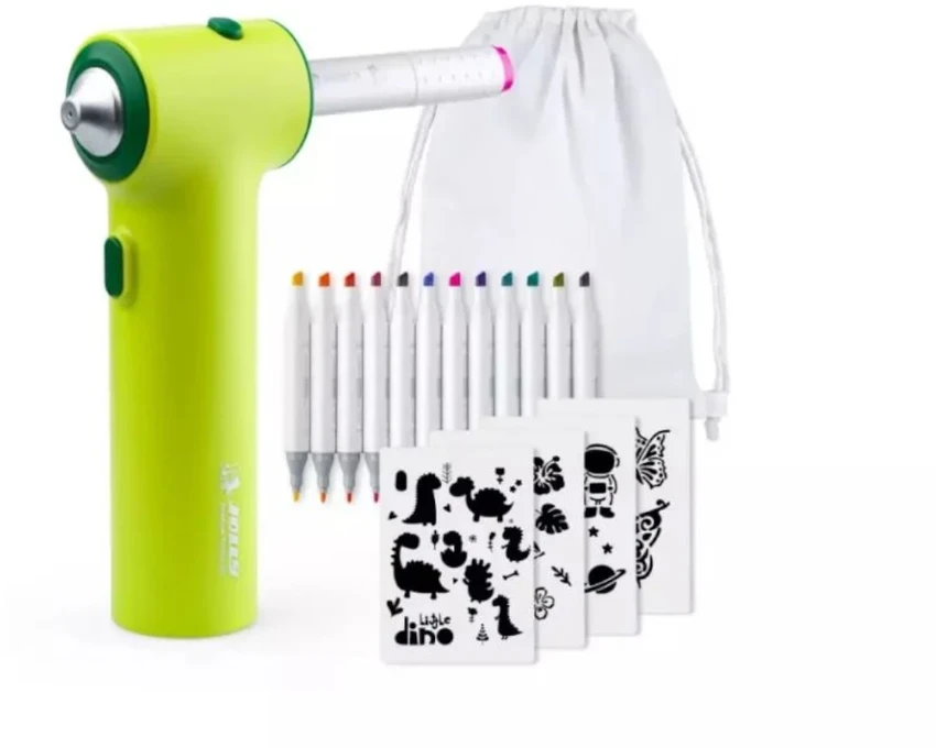 Purškiamų tekstilinių flomasterių rinkinys AIRBRUSH TEXTIL SET, Jolly