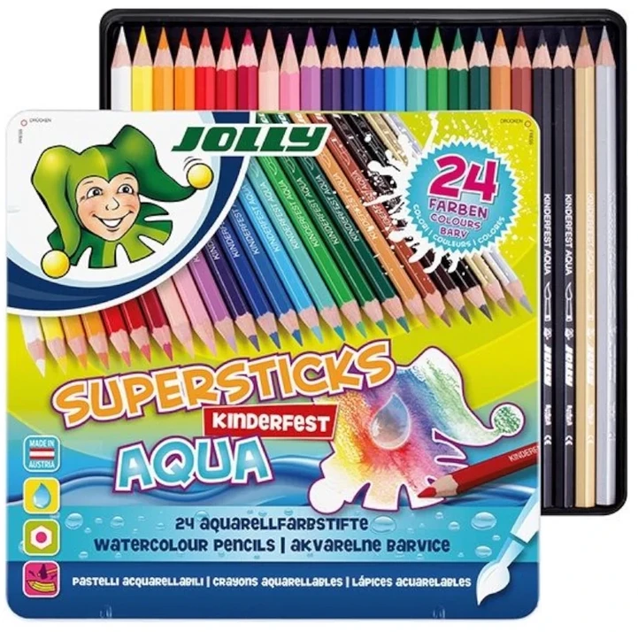 Spalvoti akvareliniai pieštukai AQUA, Jolly, 24 sp.