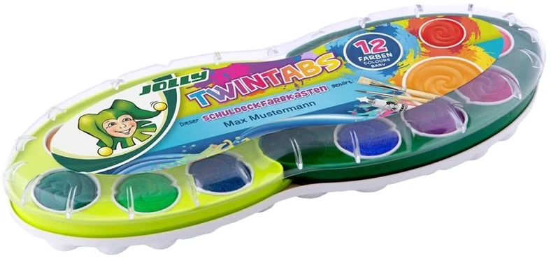 Akvarelė TWINTABS, Jolly, 12 sp.+2 teptukai+paletė