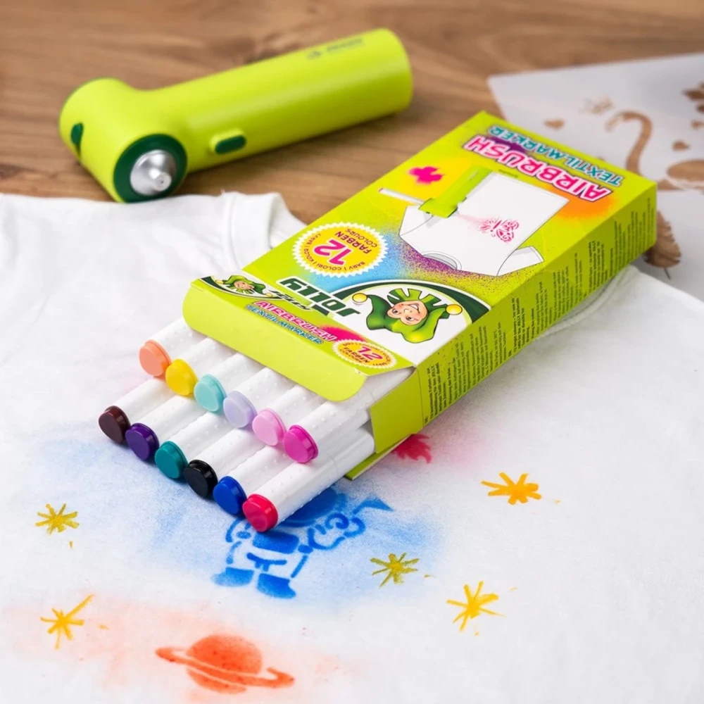 Purškiami tekstiliniai flomasteriai AIRBRUSH TEXTIL, Jolly, 12 sp.