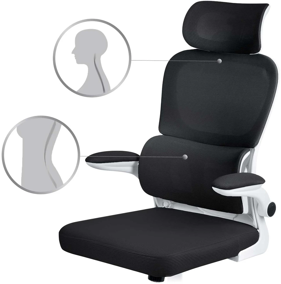 Sofotel Biuro kėdė su kvėpuojančiu tinkleliu, reguliuojamu aukščiu, ergonomine atrama, supimo funkcija, juoda biuro kėdė