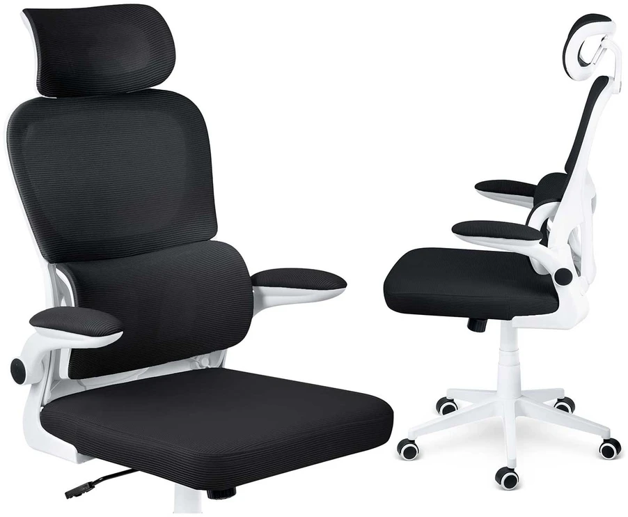Sofotel Biuro kėdė su kvėpuojančiu tinkleliu, reguliuojamu aukščiu, ergonomine atrama, supimo funkcija, juoda biuro kėdė