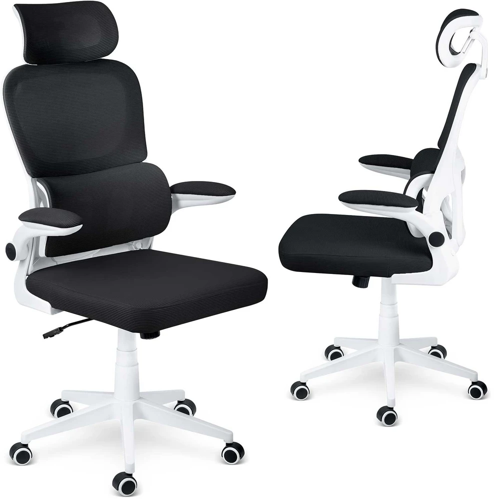 Sofotel Biuro kėdė su kvėpuojančiu tinkleliu, reguliuojamu aukščiu, ergonomine atrama, supimo funkcija, juoda biuro kėdė