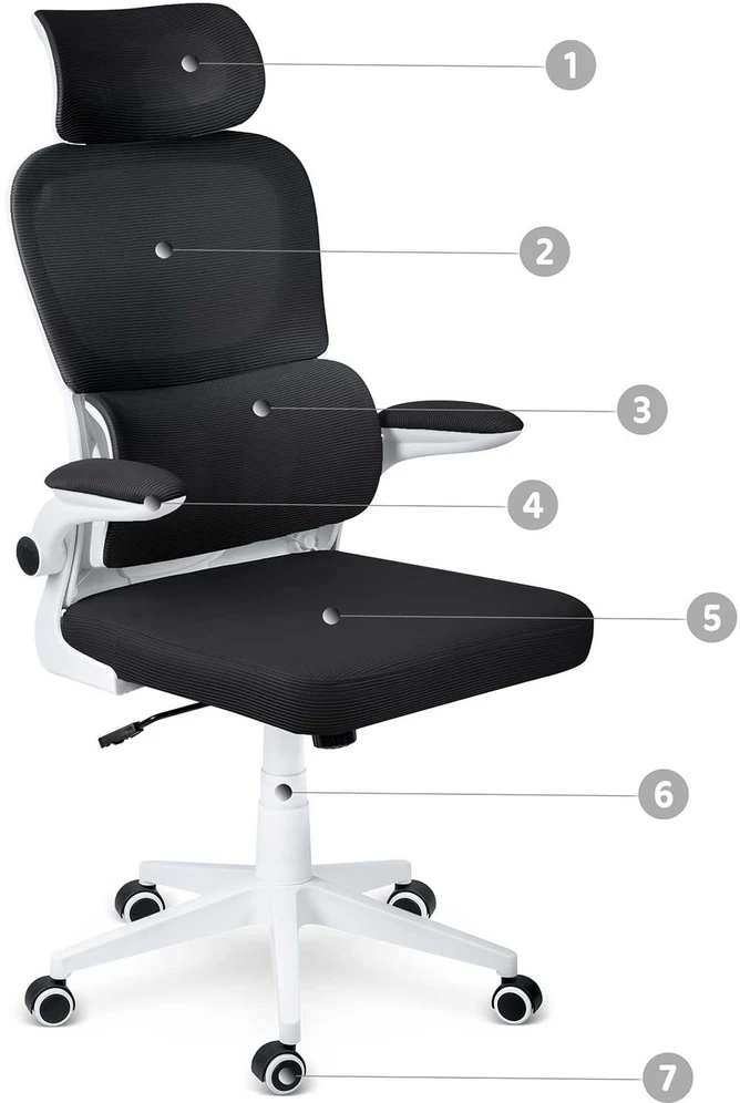 Sofotel Biuro kėdė su kvėpuojančiu tinkleliu, reguliuojamu aukščiu, ergonomine atrama, supimo funkcija, juoda biuro kėdė
