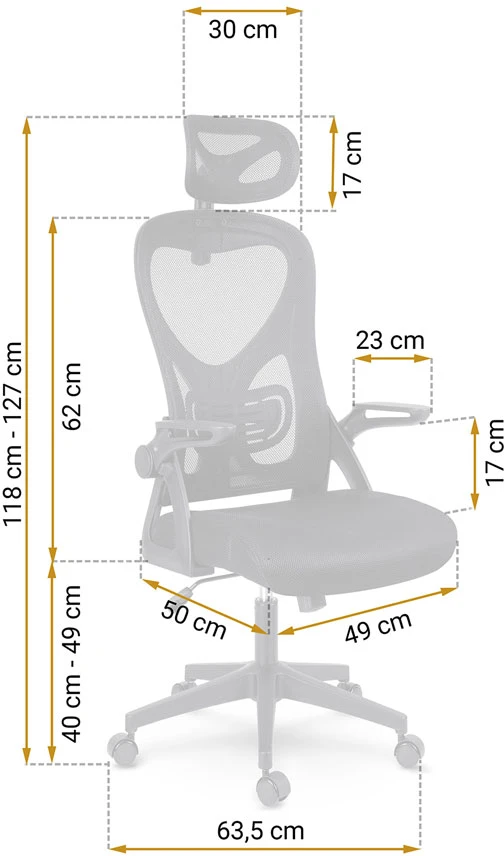Sofotel Biuro kėdė su tinkliniu atlošu, reguliuojama galvos atrama, ergonomiško dizaino, juoda kompiuterio kėdė, patogi darbo kėdė