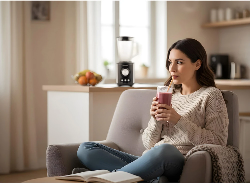 Juodas BD-751 Berdsen stiklinis trintuvas smoothie kokteiliams ir ledui, 1,5 l, 800 W