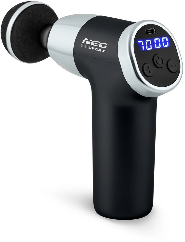Kūno masažo pistoletas NS-500 Neo-sport, juodas, 8 antgaliai