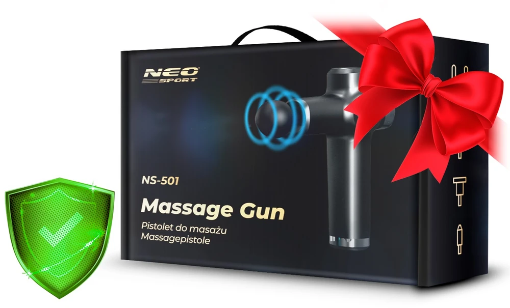 Kūno masažo pistoletas NS-501 Neo-sport juodas su 8 antgaliais